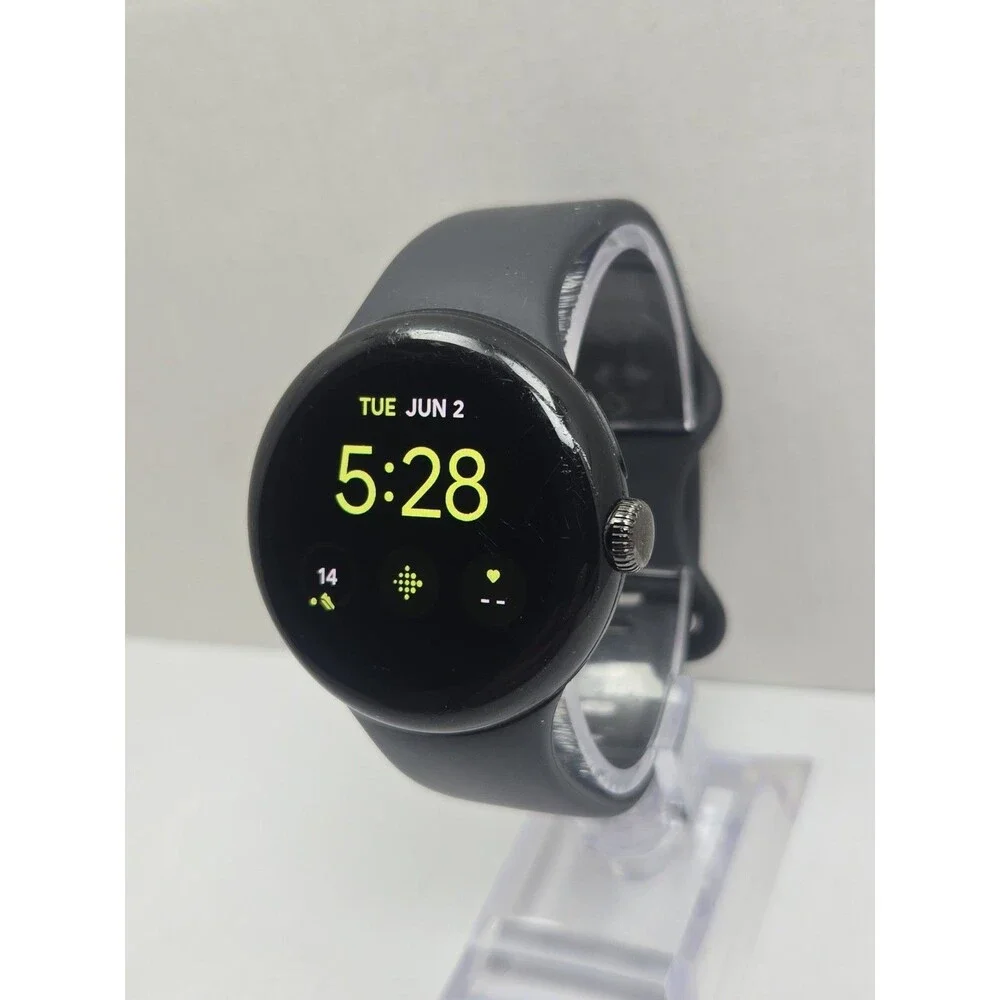 Google Pixel Watch 1st Gen GWT9R LTE 4G Black Smartwatch Fitbit Tested - Read